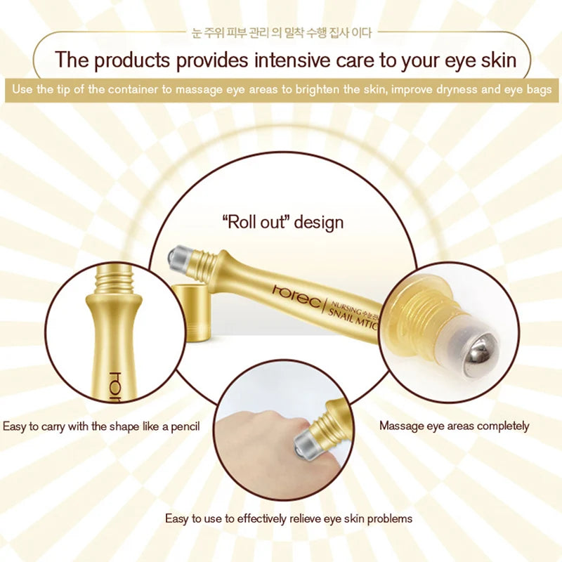ROREC Hyaluronic Acid Snail  Eye Serum Essence Dark Circle Firming  Eyes Cream  Anti Wrinkle Korean Cosmetics Skin Care