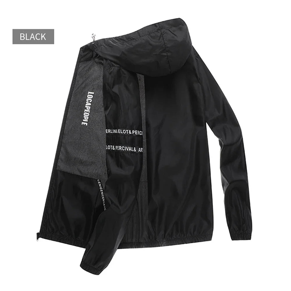 Summer Ice Silk Sunscreen Jackets Men's Clothing Lightweight Hooded Coat Outdoor UV Resistant Jacket Fishing Cycling Suit Male