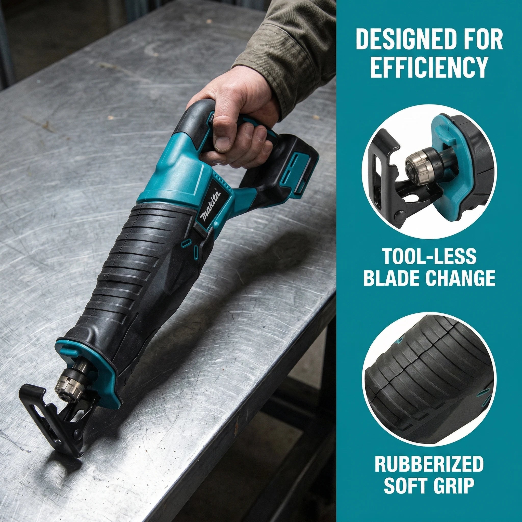 Makita  Cordless Reciprocating Saw, Easy-to-Use Brushless Power Tool, Portable with 4 Blades for Home & Workshop, Bare