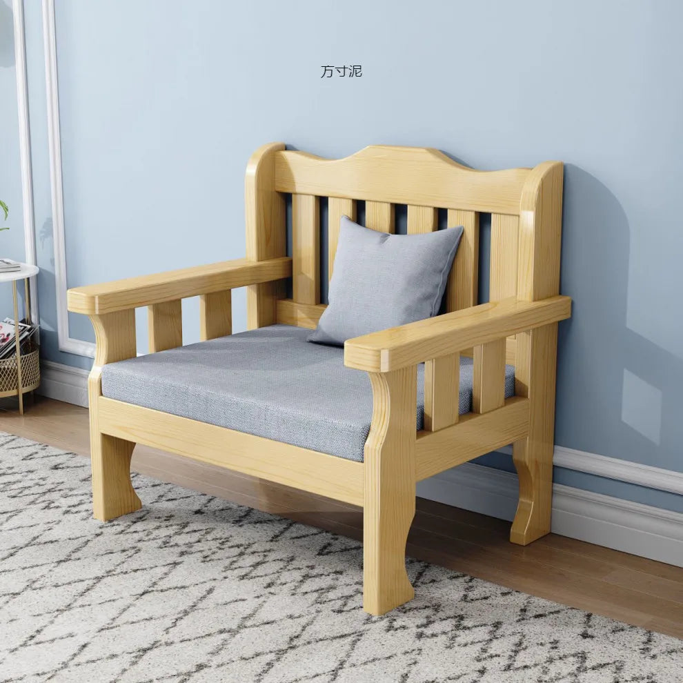 Solid wood bench combination sofa small apartment simple leisure living room retro balcony new Chinese style office wooden sofa