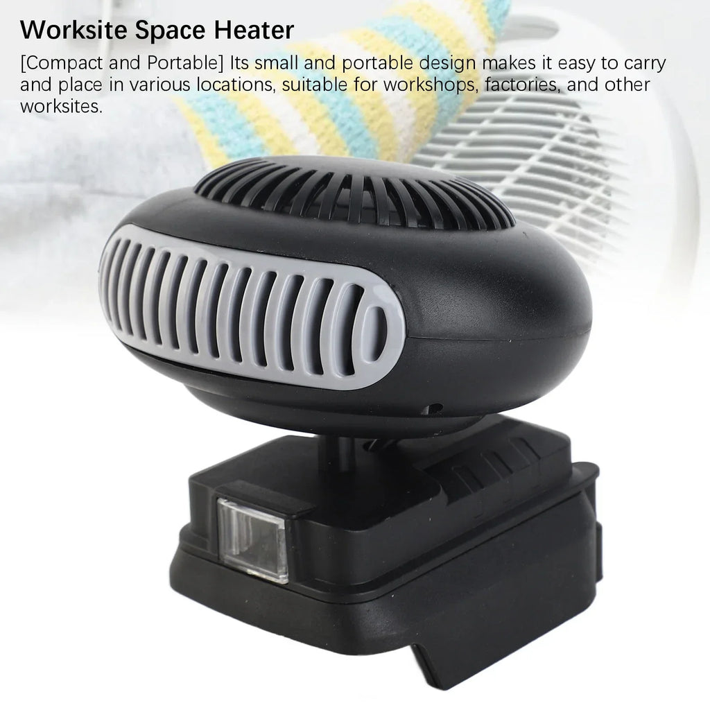 Electric Heater Fan Electric Portable 2 Gear  Space Heater 18V Battery Powered 170W for Workshop