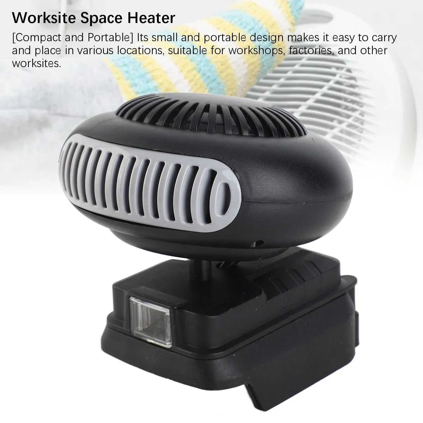 Electric Heater Fan Electric Portable 2 Gear  Space Heater 18V Battery Powered 170W for Workshop