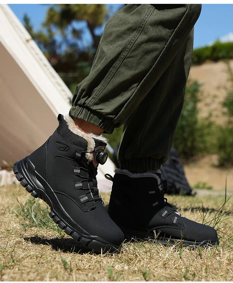 Size 47 48 Winter Work Safety Boots Men Steel Toe Work Shoes Rotating Button Waterproof Protective Men Safety Shoes Footwear