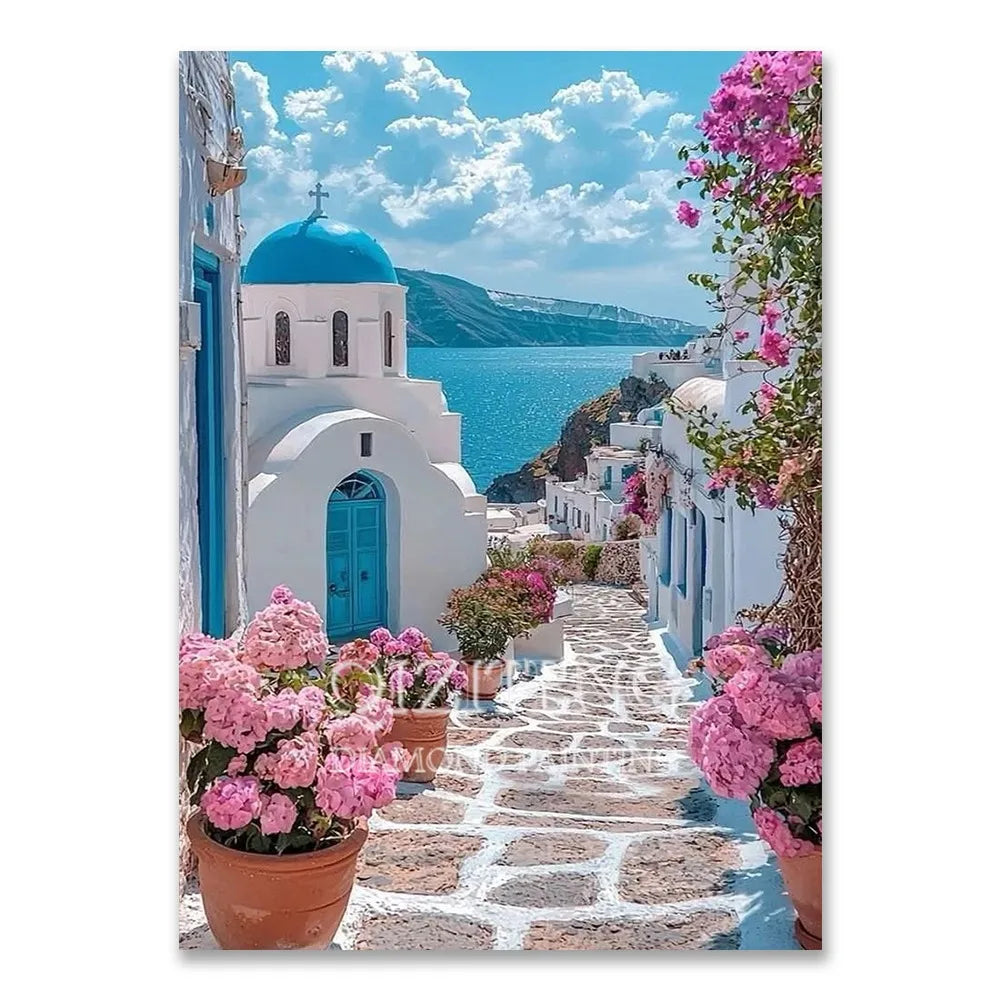 European Architecture 5D DIY Diamond Painting Kit Natural Landscape Full Diamond Mosaic Cross Stitch Kit Room Decoration Gift
