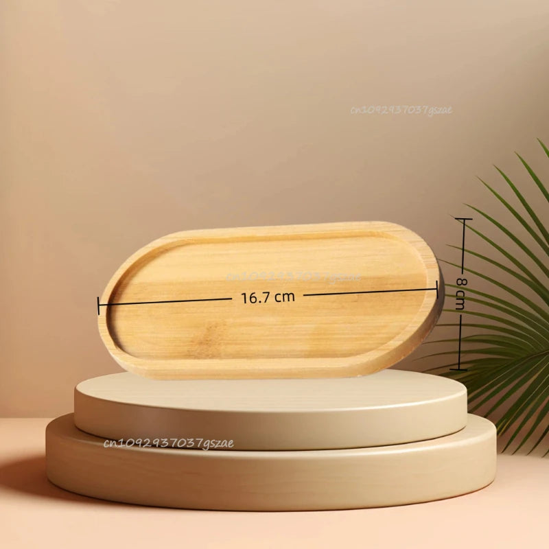 Flower Pot Trays Dish for Plant Vase Bamboo Tray Wooden Bottle Tray Bathroom Shampoo Shower Gel Organizer Jewelry Storage Tray