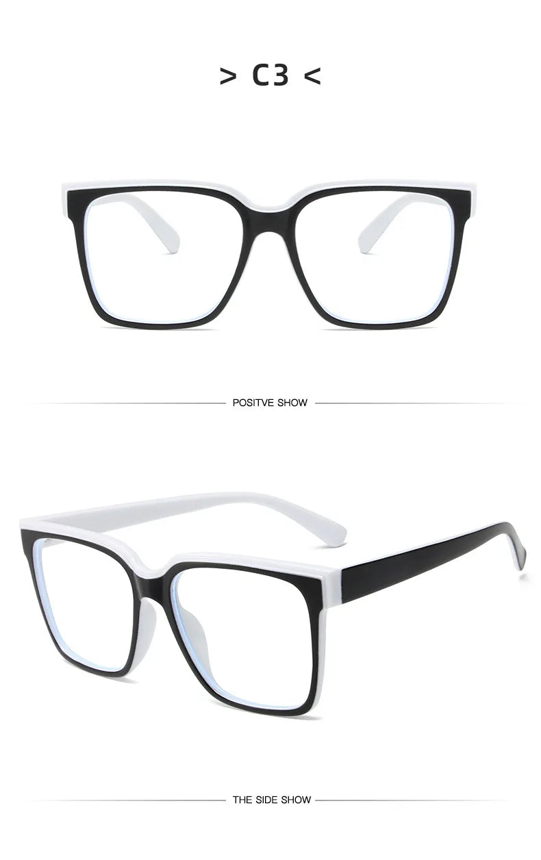 Fashion Double Color Women Cat Eye Glasses Frame Retro TR90 Clear Anti-Blue Light Eyewear Men Optical Blue Yellow Frame