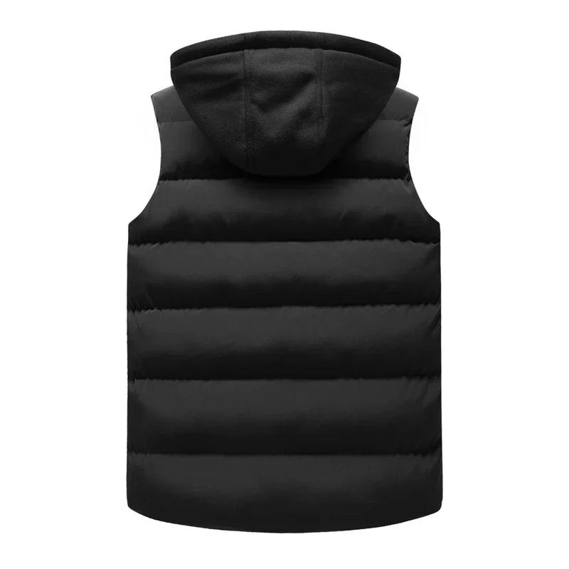 New Brand Mens Outdoors Vests Men's Winter Vest Cotton-Padded hot sale Vest Men Warm Hooded Waistcoat Casual Male Coats Vests
