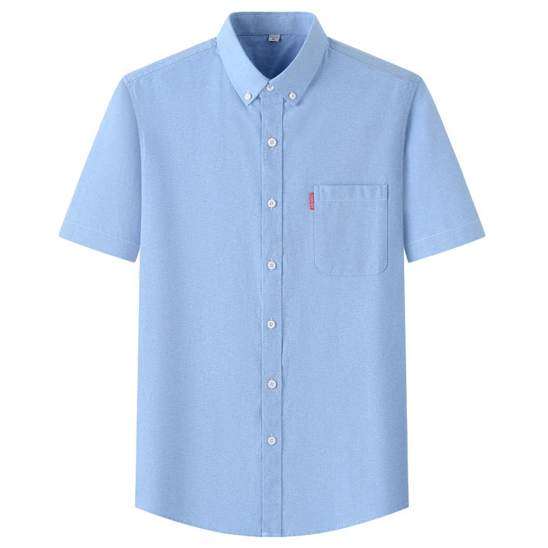 5XL 4XL Men Shirt Short Sleeves with Pockets Summer Business Solid Color Oxford 100% Cotton Men Shirt Short Sleeves White Shirt