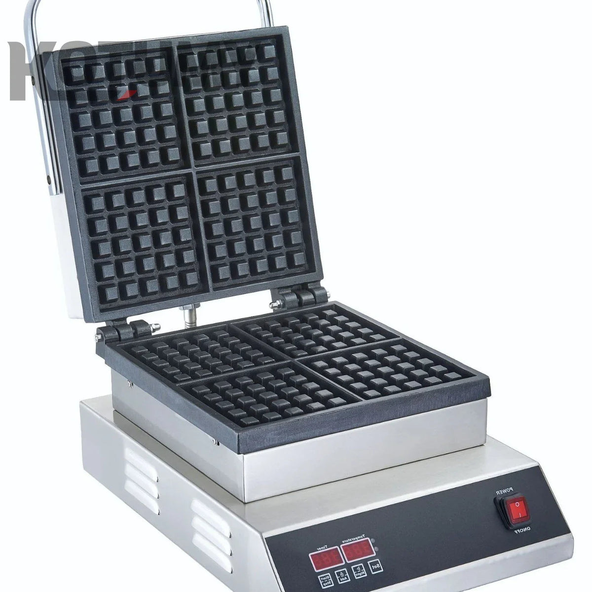 Industrial Stainless Steel Non-Stick Belgian Waffle Maker Four Grid Electric Baking Tray Heating Both Grain Processing Machinery