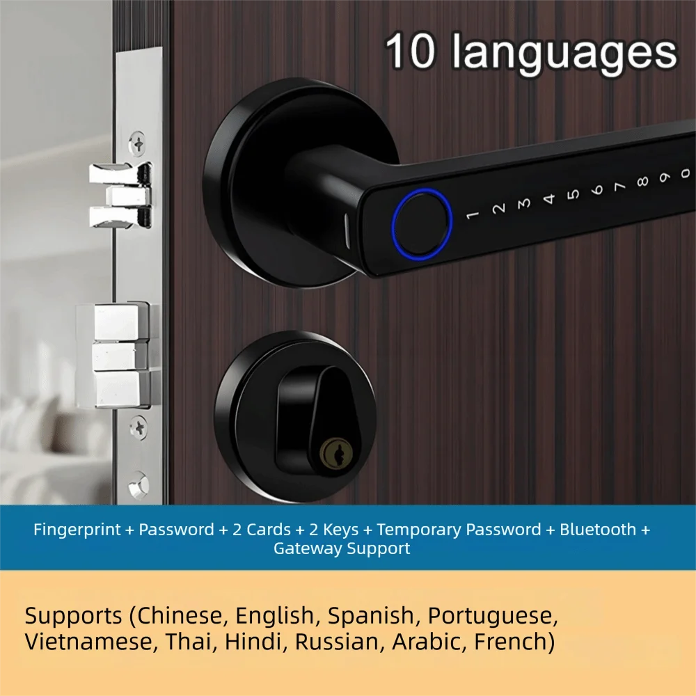 Remote Lock Smart Fingerprint Door Lock Smart Password Electronic Digital Door Handles WiFi Gateway Key Biometric Door Lock
