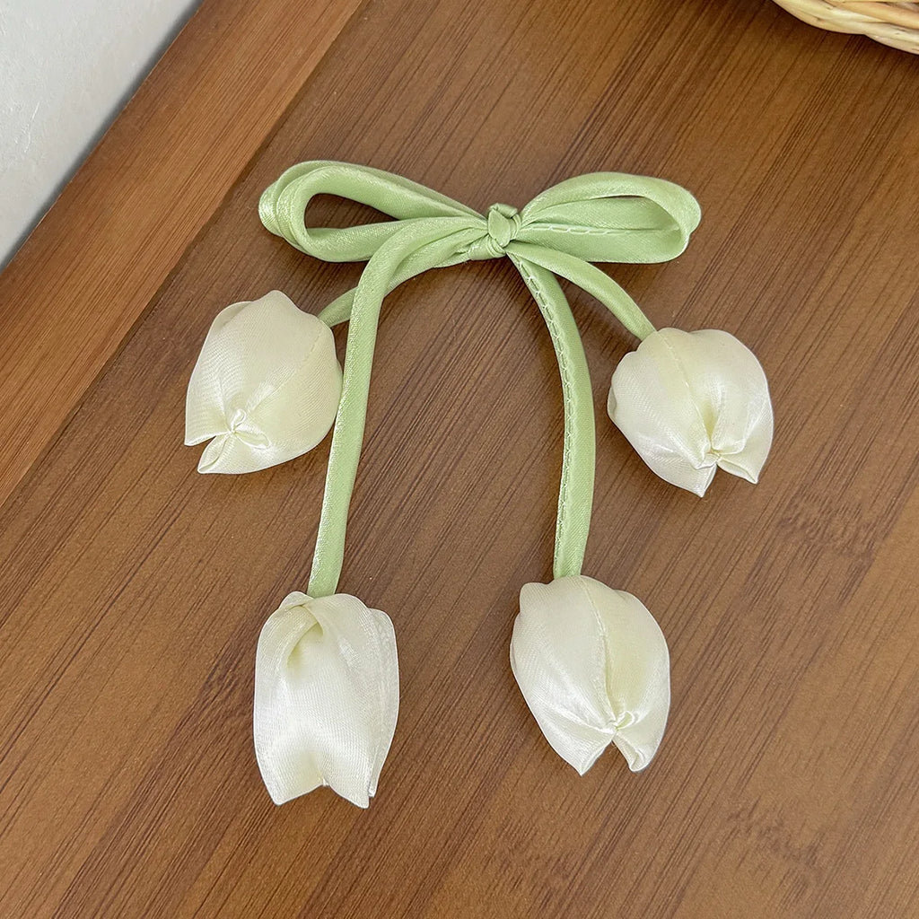 Korean Tulip Flower Bow Hair Clip Girls Sweet Fashion Versatile Duckbill Clip Children Kids Princess Hair Styling Accessories