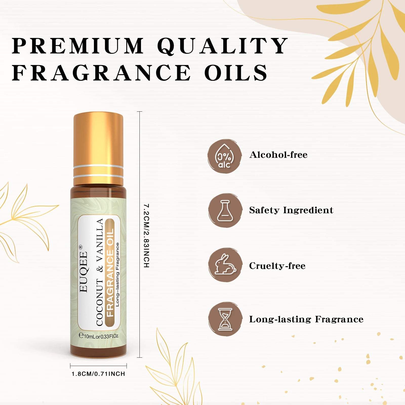 EUQEE 10ml Fragrance Oil Roll-On Long Lasting Scent La Vie Est Belle CHANCE Jadore Cotton Strawberry Mango for Diffuser Burner