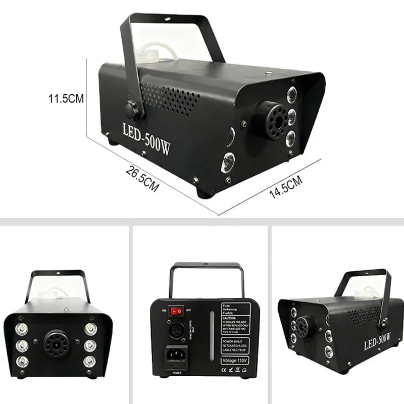 500W Fog Machine Portable Wireless Remote Smoke Fogger 5m Spray Range 0.25L Tank Halloween Christmas Wedding DJ Party Stage Show