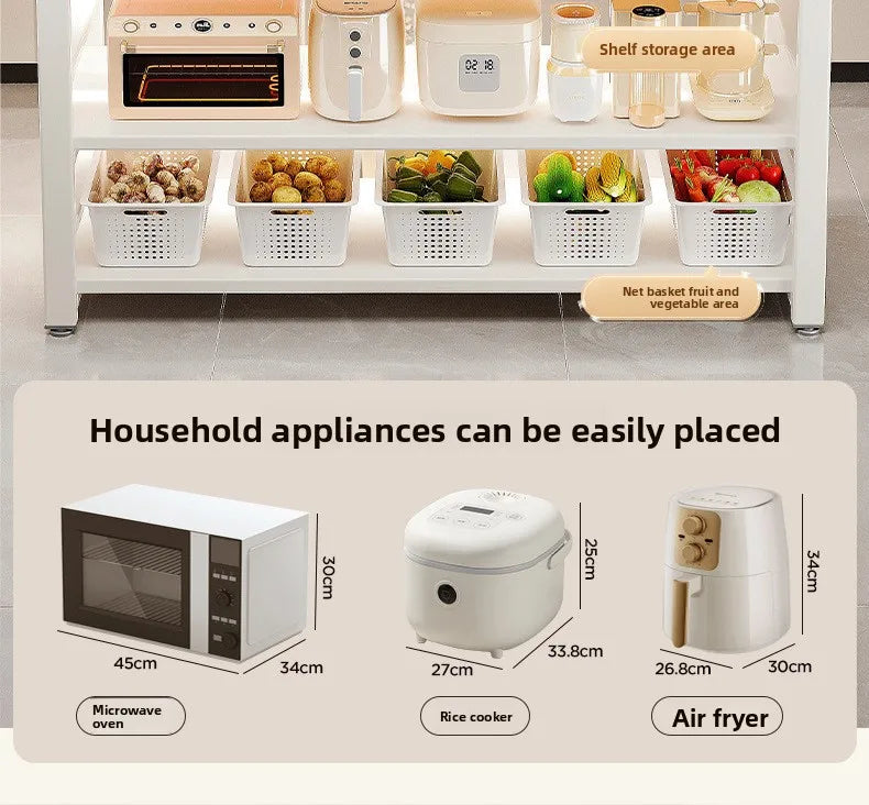 Kitchen Storage Shelf Metal Frame Organizer Stand for Microwave Oven Pantry Furniture for Home Dining Room Restaurant