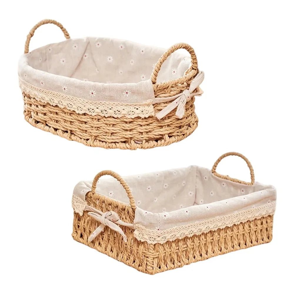 Imitation Rattan Rattan Storage Baskets Vegetable Fruit Multi-Purpose Hand-woven Baskets Toy Storage Home Decoration