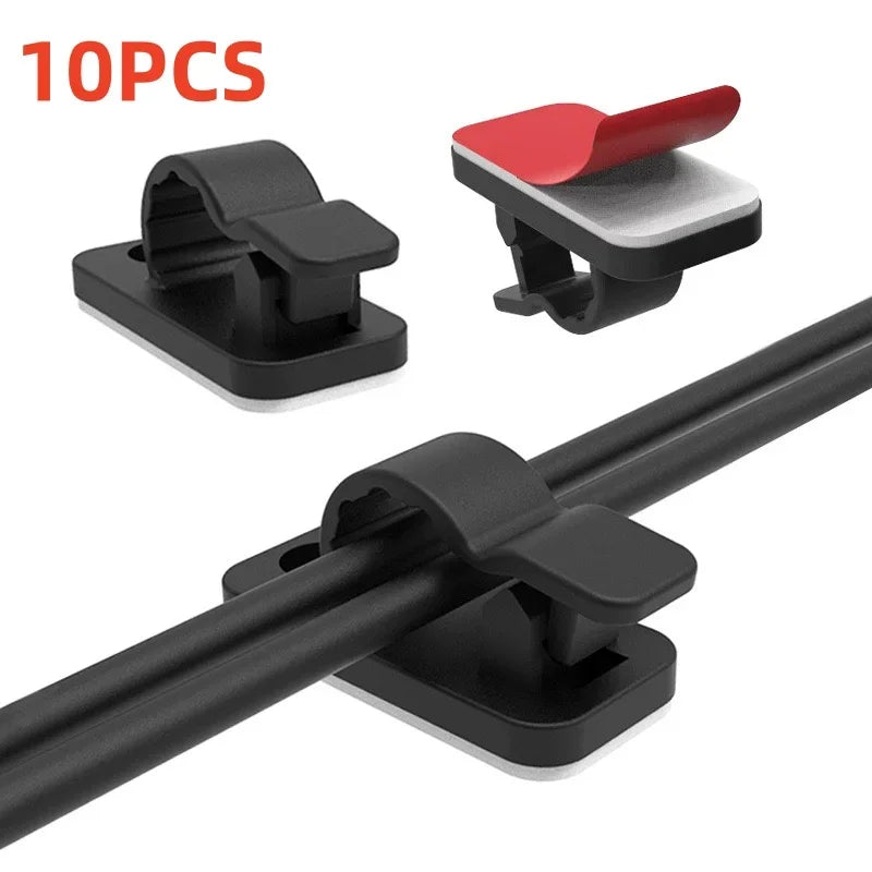 10/50PCS Cable Organizer Clips Cable Management Wire Manager Cord Holder USB Charging Data Line Bobbin Winder Wall Mounted Hook