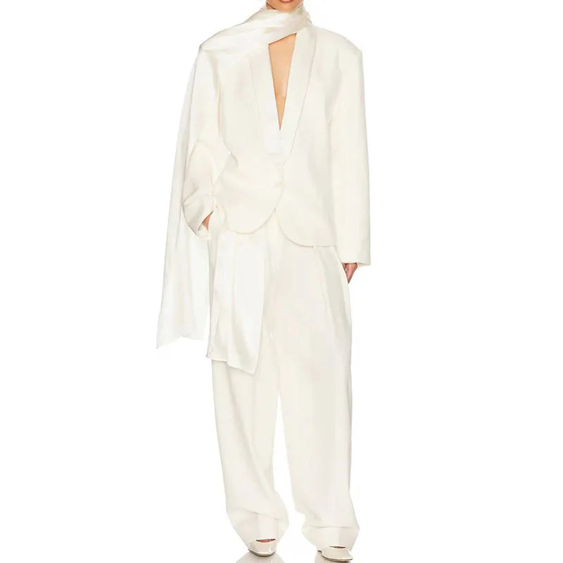 Women's loose-fit white suit jacket from Y2K2026 summer collection - stylish and versatile all-season top for women