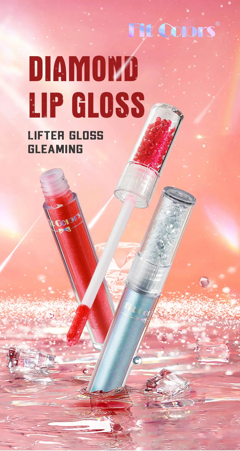 Pearlized Diamond Lip Oil Gloss Set 6 Shades Waterproof Moisturizing High Shine Lipgloss Luxe Gift Box for Women