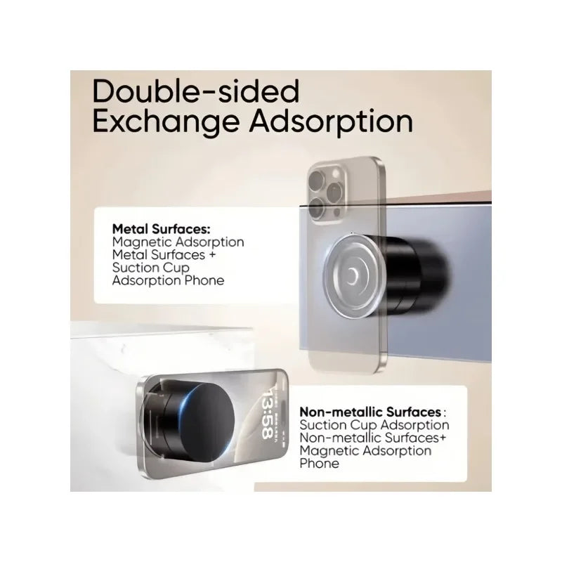 Y330 Foldable Magnetic Vacuum Suction Phone Holder Double Sided Suction Cup Car Bracket Portable Lazy Phone Stand for Home Car ﻿