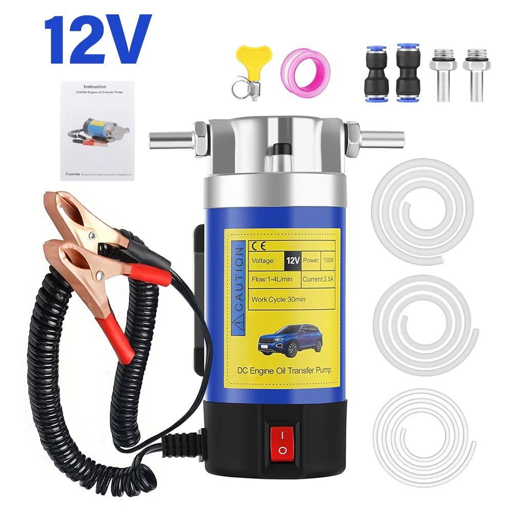 Portable Oil Transfer Pump 1-4L/min 12V Extractor Fluid Suction Electric Change Fuel Pump Siphon Tool for Car Motorcycles Boats