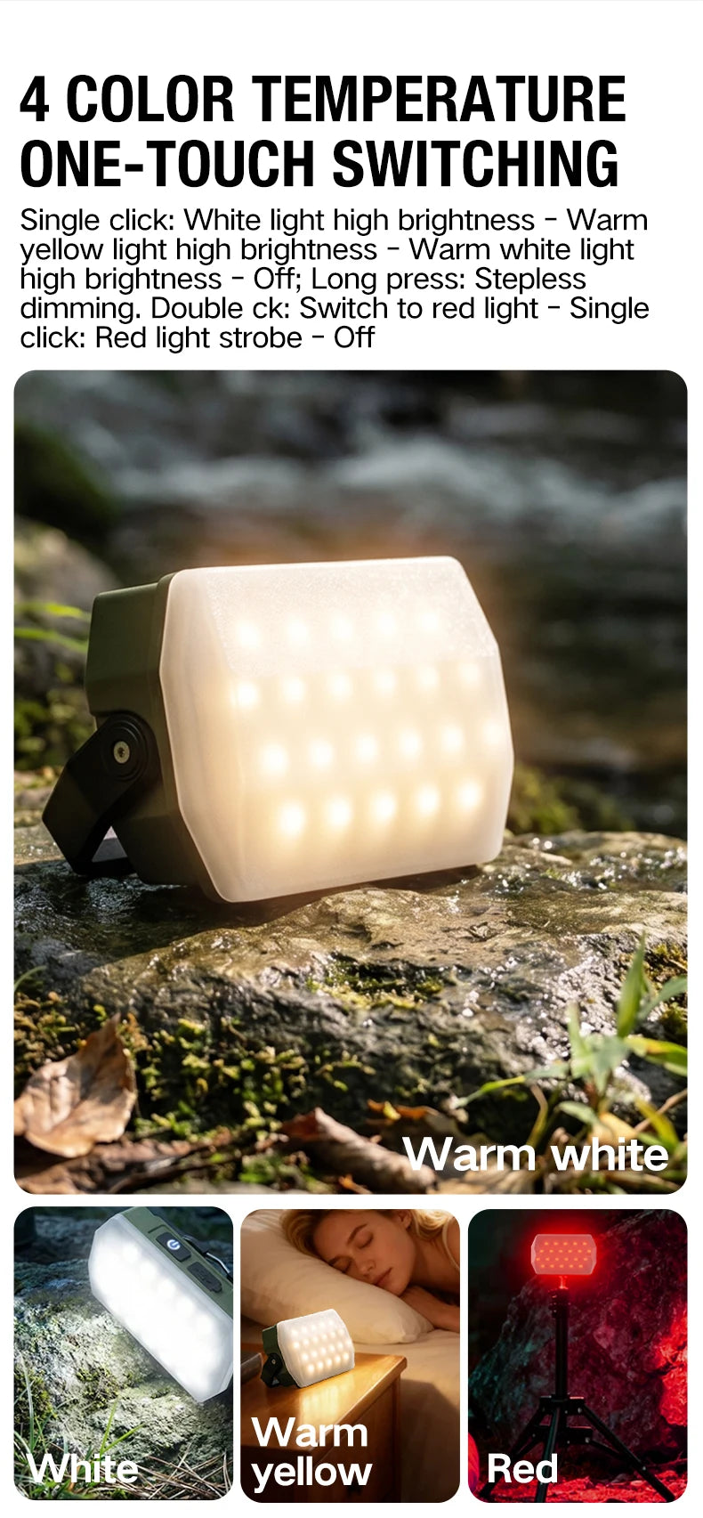 Outdoor Camping Lights, Portable Camping Tents, Camping Atmosphere Hanging Lights, Long-Lasting Rechargeable Lighting Fixtures