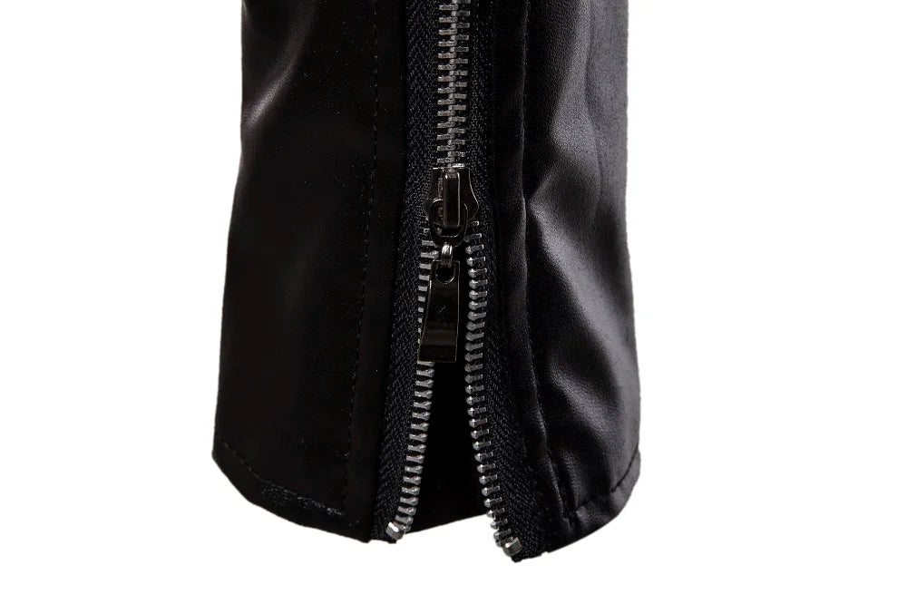 2023 Men's Autumn and Winter Lapel Leather Jacket Business Casual Oblique Zipper PU Leather Motorcycle Leather Jacket