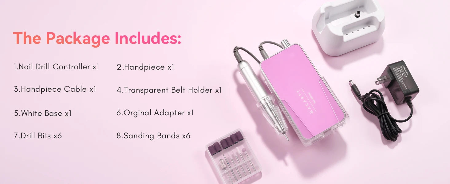 Professional Nail Drill, Nouvella 35000RPM Electric Nail Filer Machine with Coreless Motor Rechargeable Efile for Nails Gel