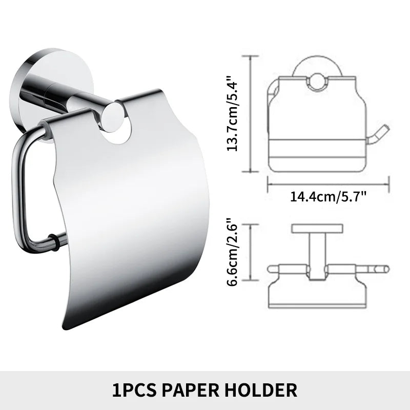 Bathroom Accessories Towel Rack Shelf Paper Holder Stainless Steel Toilet Brush Holder Hand Towel Ring Robe Hook Hanger Chrome