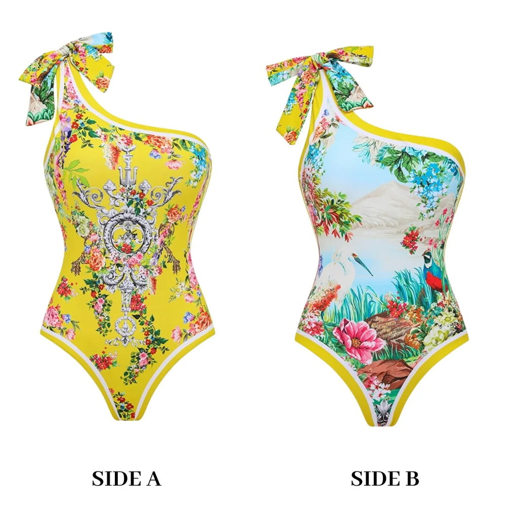 Retro Bikini Printed Fashion Two Piece Swimsuit And Cover Up With Skirt Tight Women's Bandage Summer Beach Luxury Elegant
