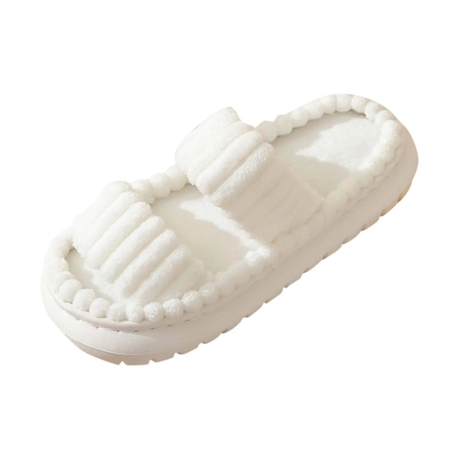 Fashion Women Winter Slipper Corduroy Double Strap House Warm Plush Flat Slippers Autumn Woman Light Comfort Indoor Slipper