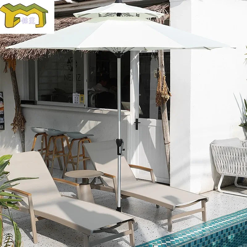 TQH-c13  Outdoor Courtyard Lying Pool Beach Leisure Lounger Waterproof and Sunscreen Hotel B & B Terrace Lying Bed Coffee Table