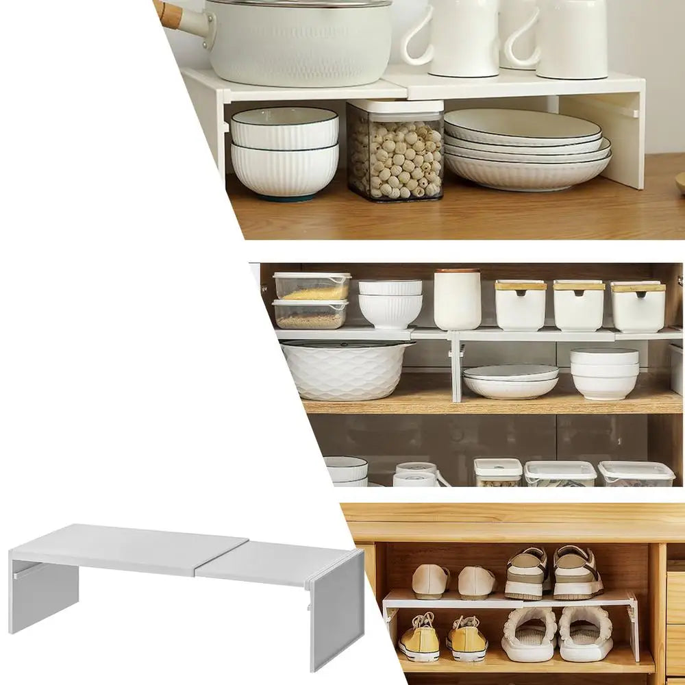 1pcs Kitchen Stretchable Cabinet Shelf Cupboard Separated Storage Rack Countertop Organizer shoe Organizer Shelf Save Space