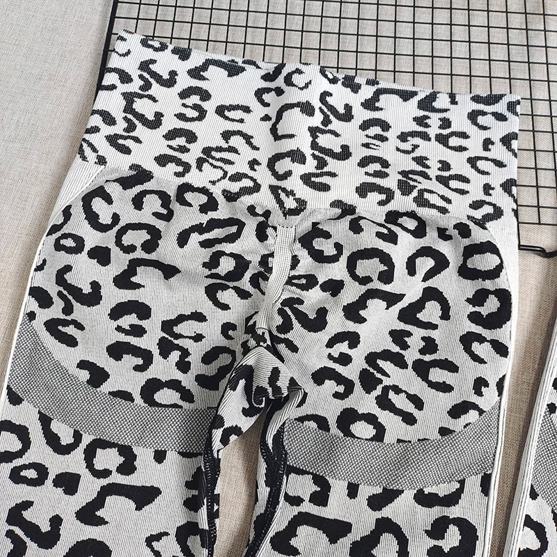 Leopard Print Seamless Booty Lift Leggings - High Waist Compression Yoga Running Training Pants