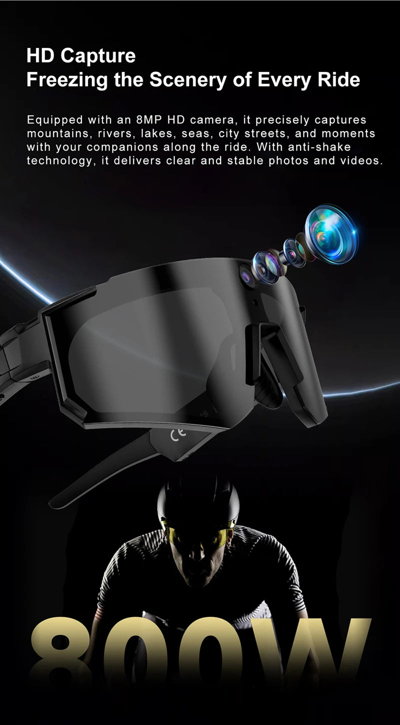 Cycling Smart Camera Glasses 800MP Photochromic Smart Glasses Bluetooth Calling Photo Video ChatGPT Music Translation