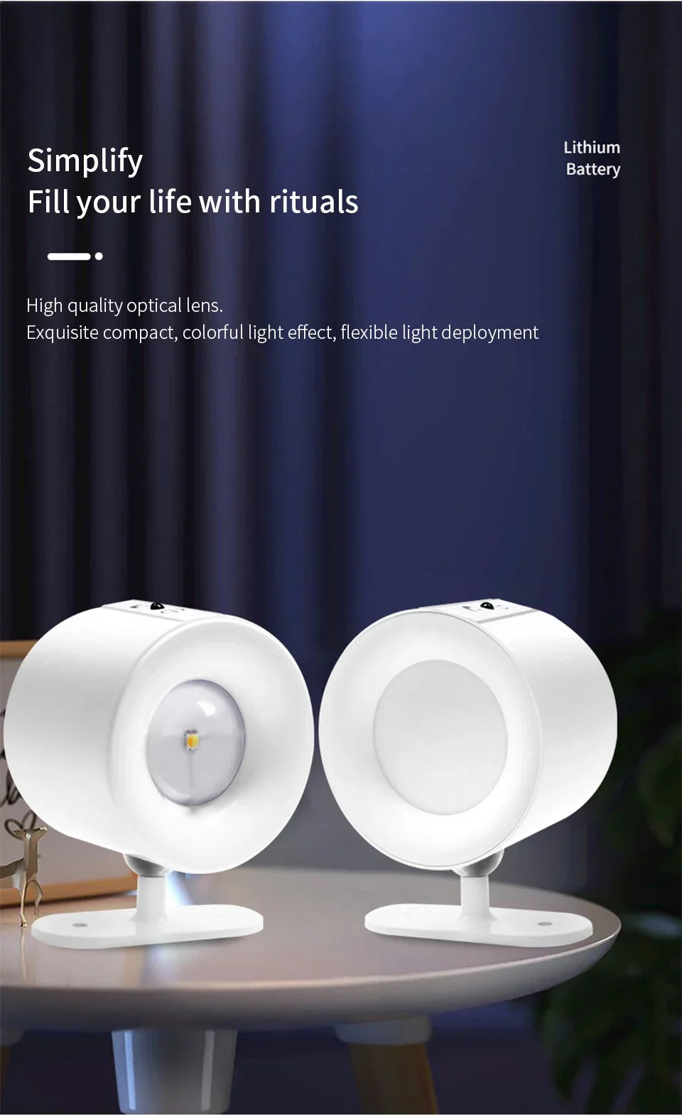 LED Wall Light Rechargeable Touch Double Head Wall Lamp 360° Rotation Wireless Remote Control LED Spotlight For Bedroom Lighting
