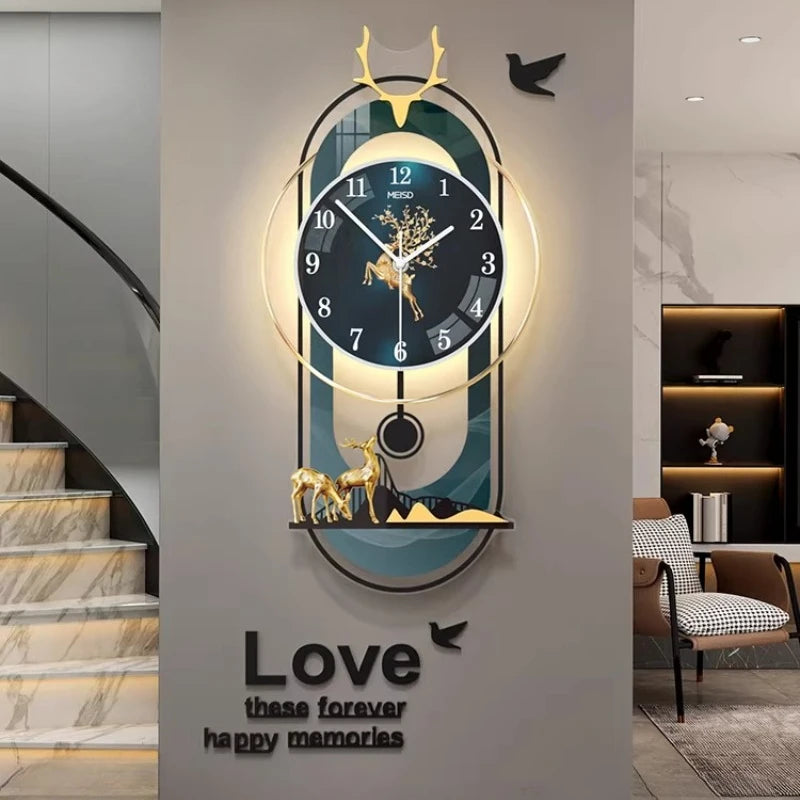 Luxury Wall Clock Living Room Modern Luxury Timepiece Creative Home Clock Wall Lamp Reloj Digital Pared Home Decoration Unusual