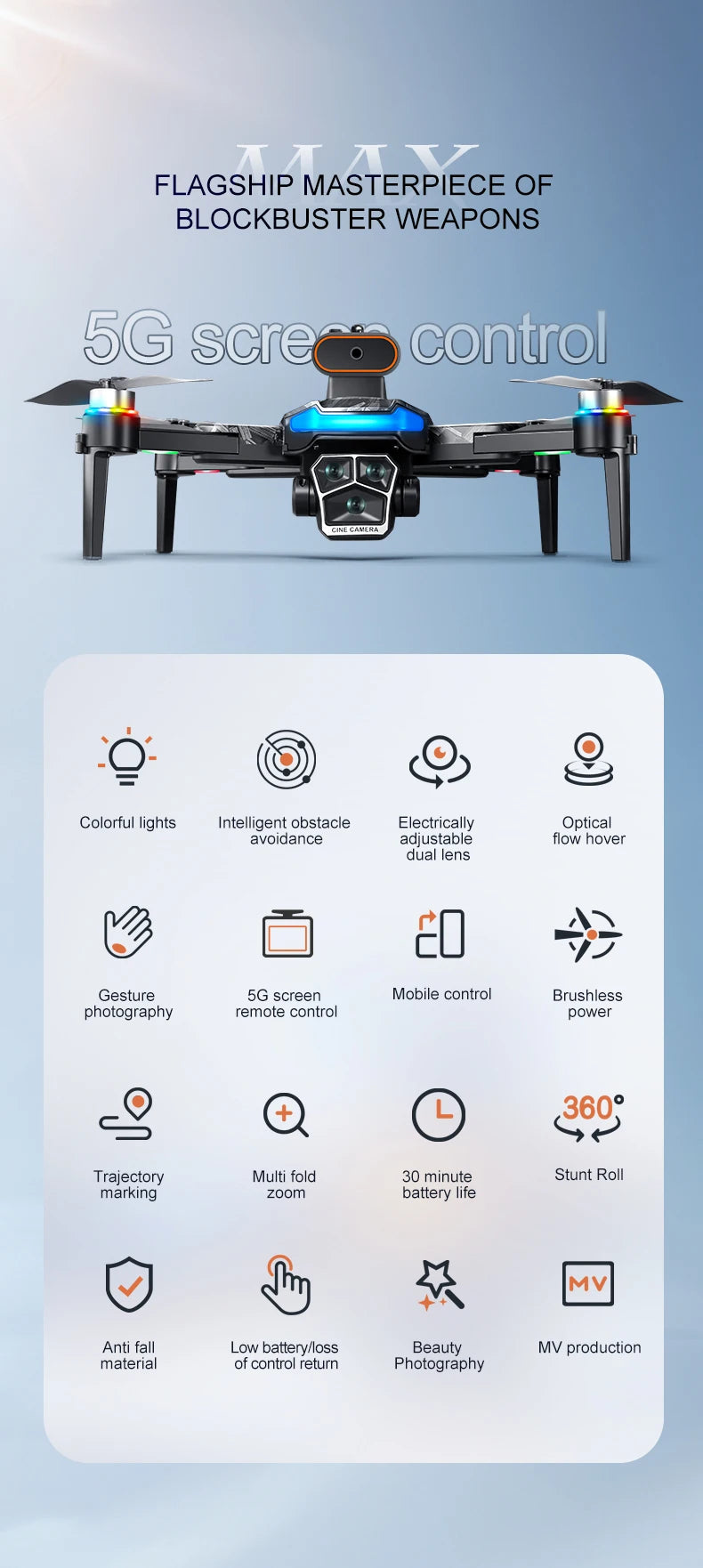 Original A14Pro max GPS Brushless 8K three Camera Optical Flow Obstacle Avoidance Foldable Quadcopter RC Distance Drone Toys