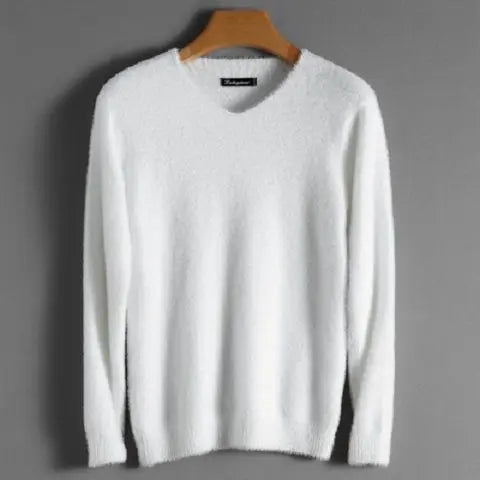 Men's Pure Mink Cashmere Sweater O-Neck Pullovers Knit Large Size Mink Sweater Winter New Tops Long Sleeve High-End Jumpers X49