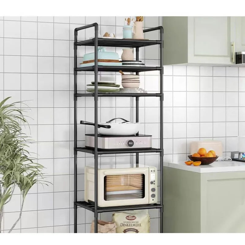 Kitchen Storage Rack Multilayer No Drill Rolling Shelf for Pots Microwave Oven Vegetables Organizer