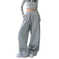 Women's Drawstring Wide Leg Sweatpants Elastic Loose Straight Leg Casual Jogger Trousers with Pockets for Daily Streetwear Pants