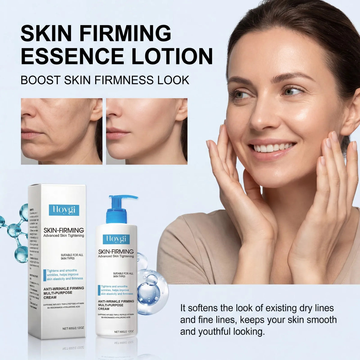 Hoygi Skin Firming Essence Lotion Body Cream Copper Peptide Niacinamide Hydrating Brightening Anti Wrinkle Face Body 60g