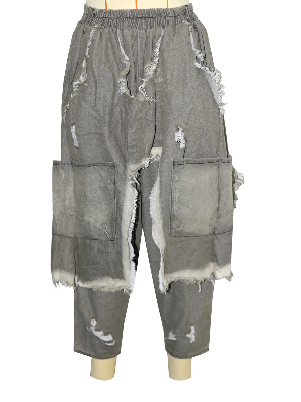 New Vintage Distressed Frayed Ripped Jeans Women's Fashion Loose Harem Pants Casual Hip Hop Streetwear Denim Trousers for Women