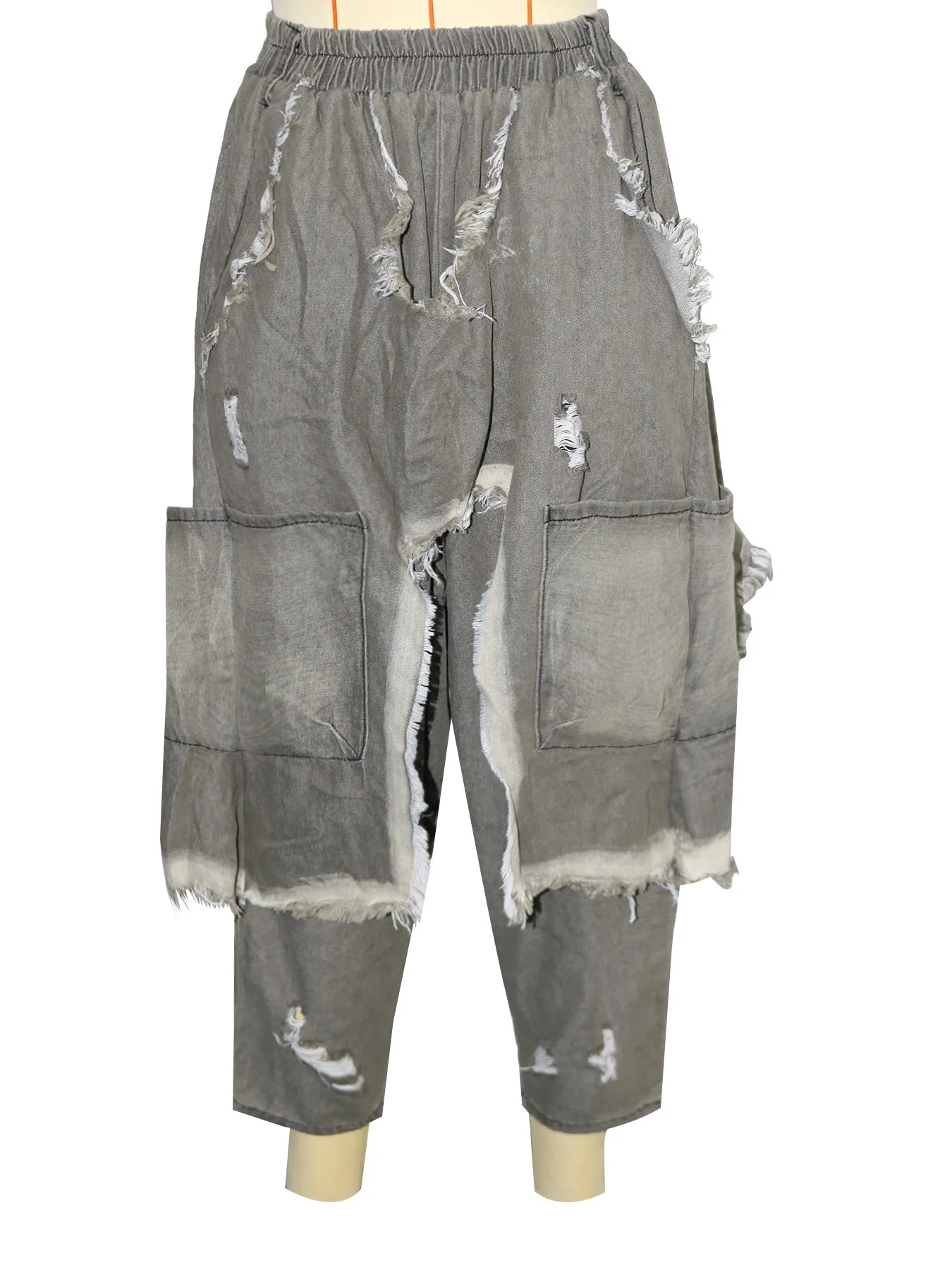 New Vintage Distressed Frayed Ripped Jeans Women's Fashion Loose Harem Pants Casual Hip Hop Streetwear Denim Trousers for Women