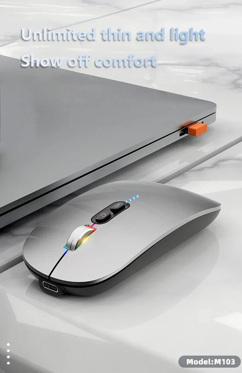 Lenovo Ultra-thin Dual Modes Wireless Mouse 2.4G USB and Bluetooth Power Display Ergonomic Rechargeable Silent Mice PC Laptop