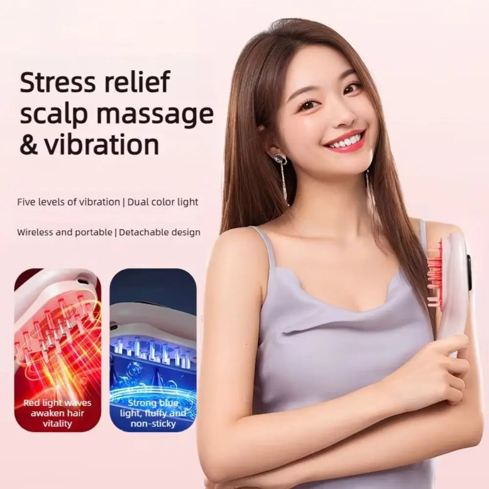 High Frequency Vibration Hair Growth Massage Comb 3 Modes Electric Design Red Light Comb Hair Oil Dispenser Scalp Massager