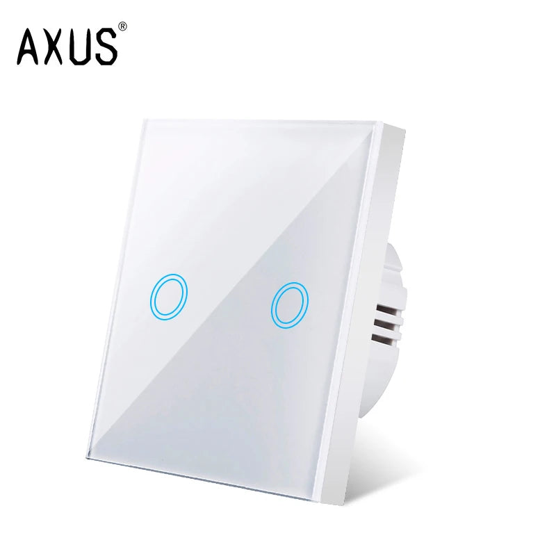 EU AC100-240V Tempered White Crystal Glass Touch Switch Panel Wall Light Switches Sensor Button 1/2/3Gang Lamp Interruttore