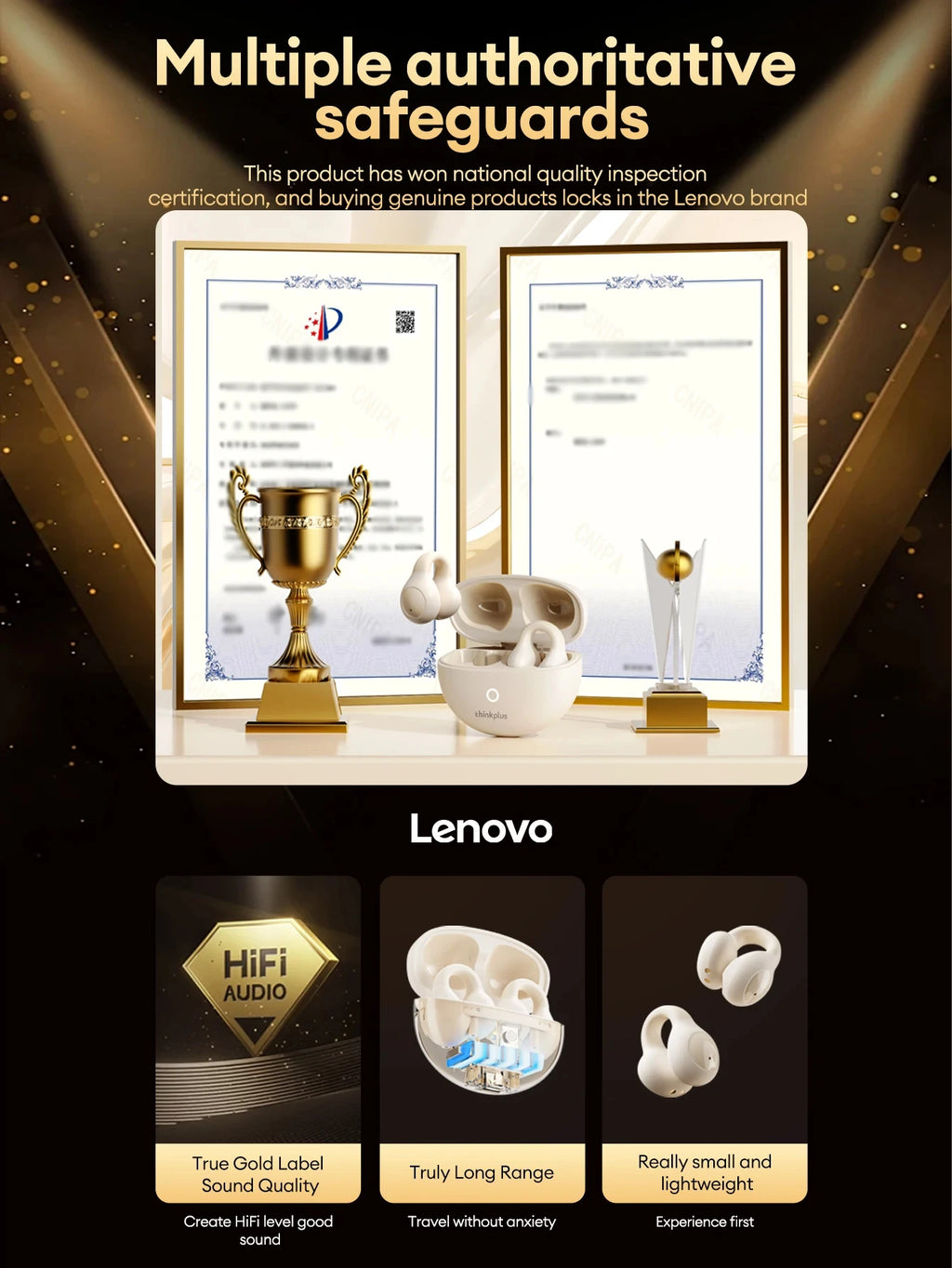 Origina Lenovo LP25 Bluetooth V5.4 Earphones Multi-function Ear-clip Design Headphones Fast Charging With Type-C Port Earbuds