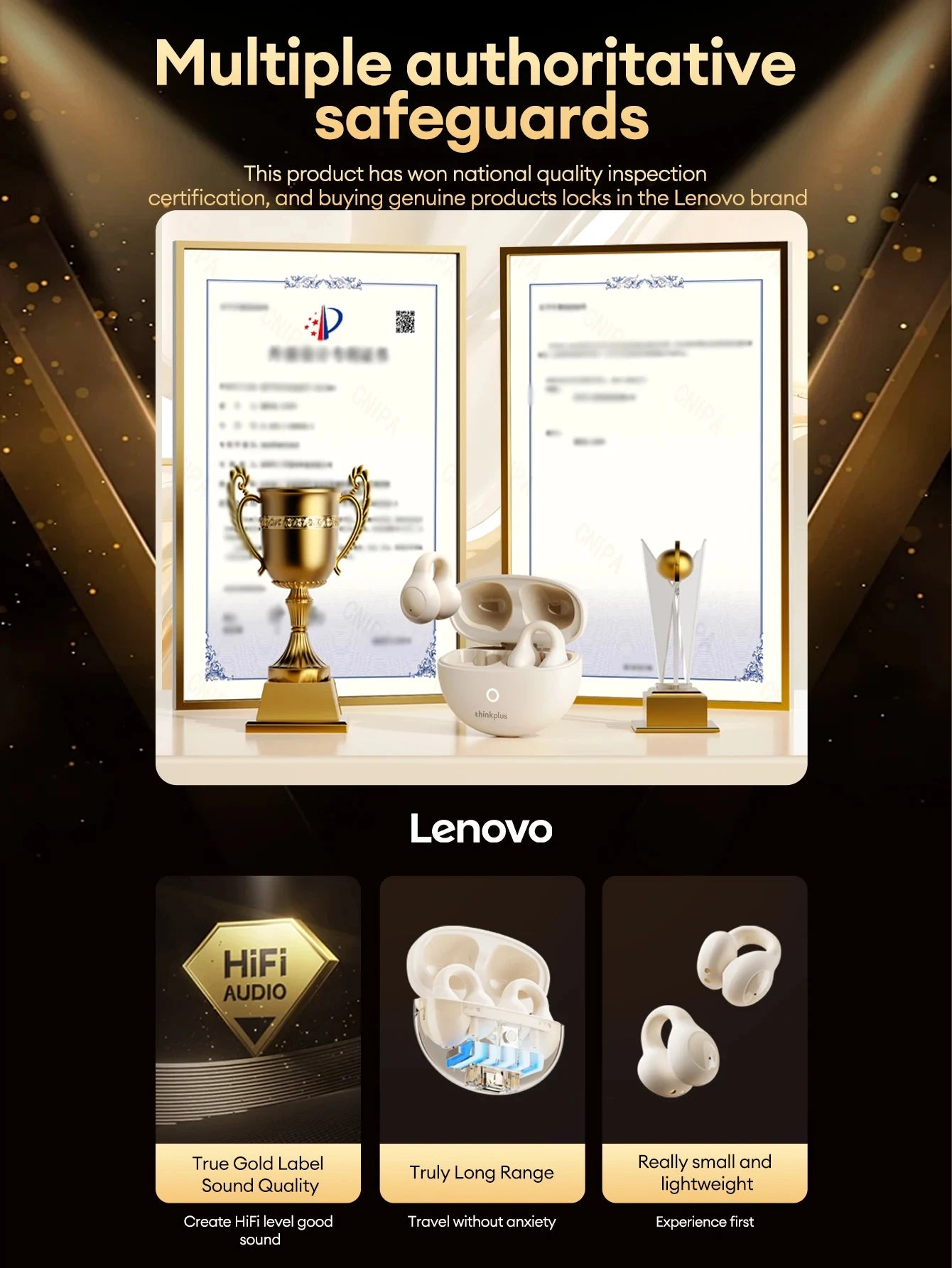 Origina Lenovo LP25 Bluetooth V5.4 Earphones Multi-function Ear-clip Design Headphones Fast Charging With Type-C Port Earbuds