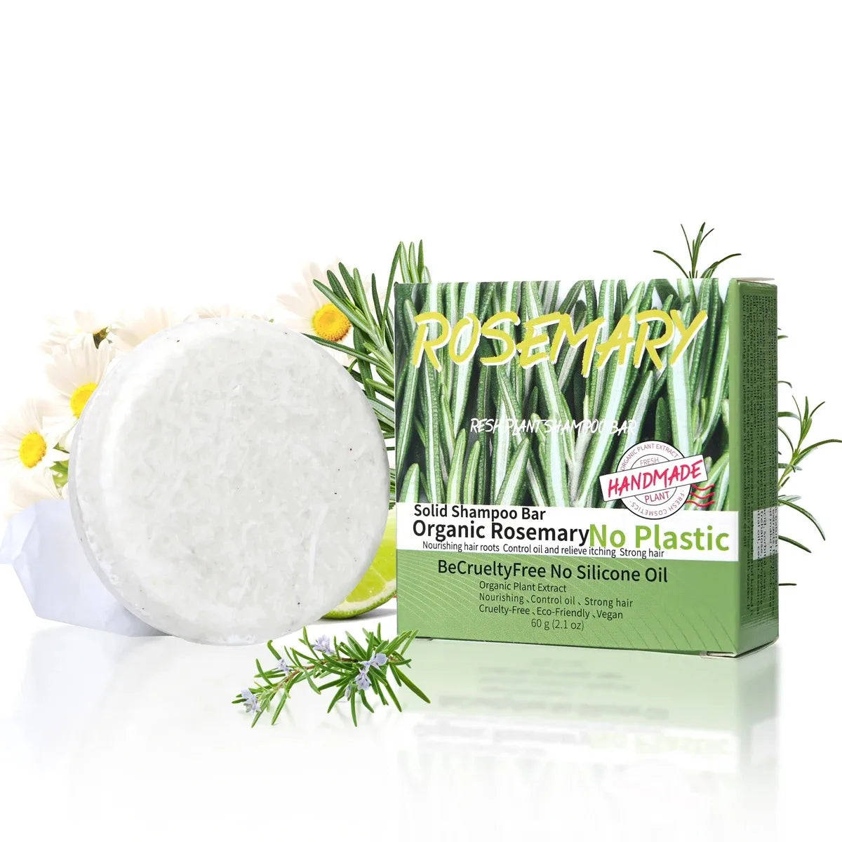 Rosemary Shampoo Soap Without Silicone Oil Plant-Based Shampoo Soap Cleanses the Scalp, Nourishes Hair, Controls Oil