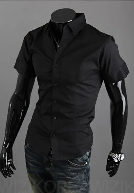 16 Colors Summer Polyester Men Solid Casual Business Shirts Men's Korean Version Slim Fit Short Sleeve Shirt 2023 New
